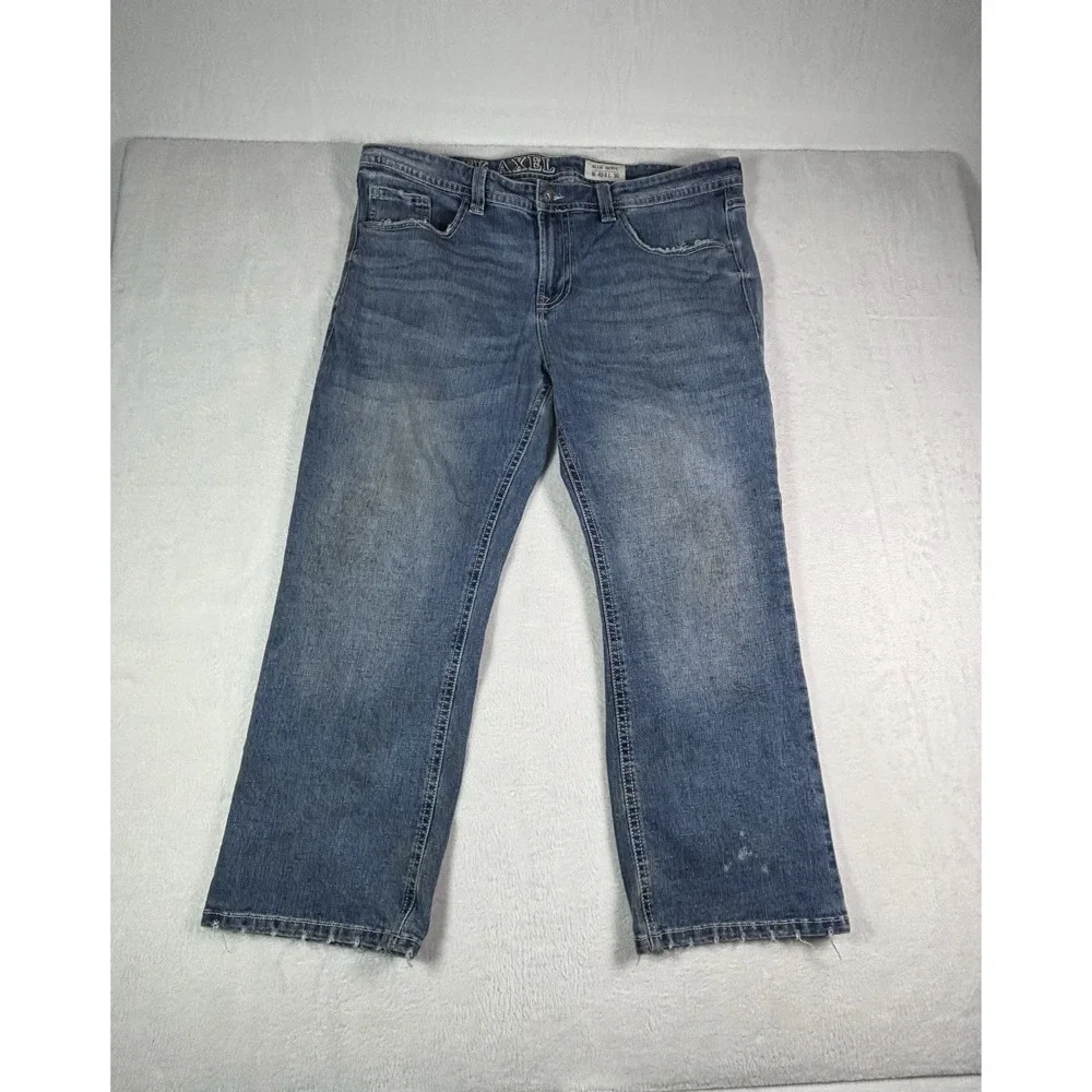 TK Axel Jeans Mens 40x30 Blue Slim Boot Denim Straight Leg Casual Distressed